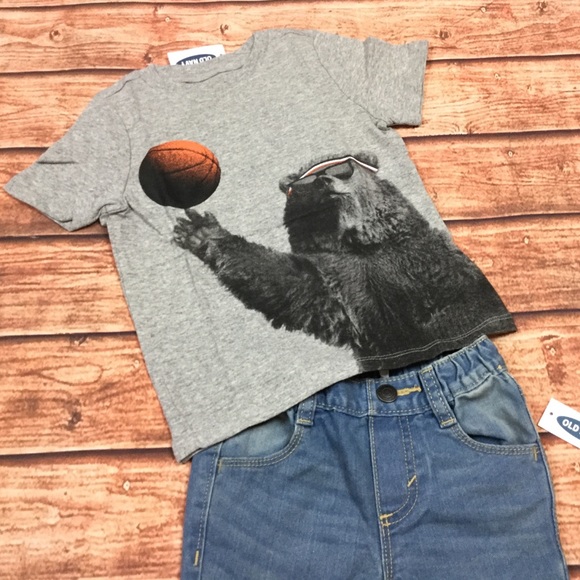 Old Navy 2T or 3T Bear Basketball Shirt & Jeans. NWT - Picture 2 of 4